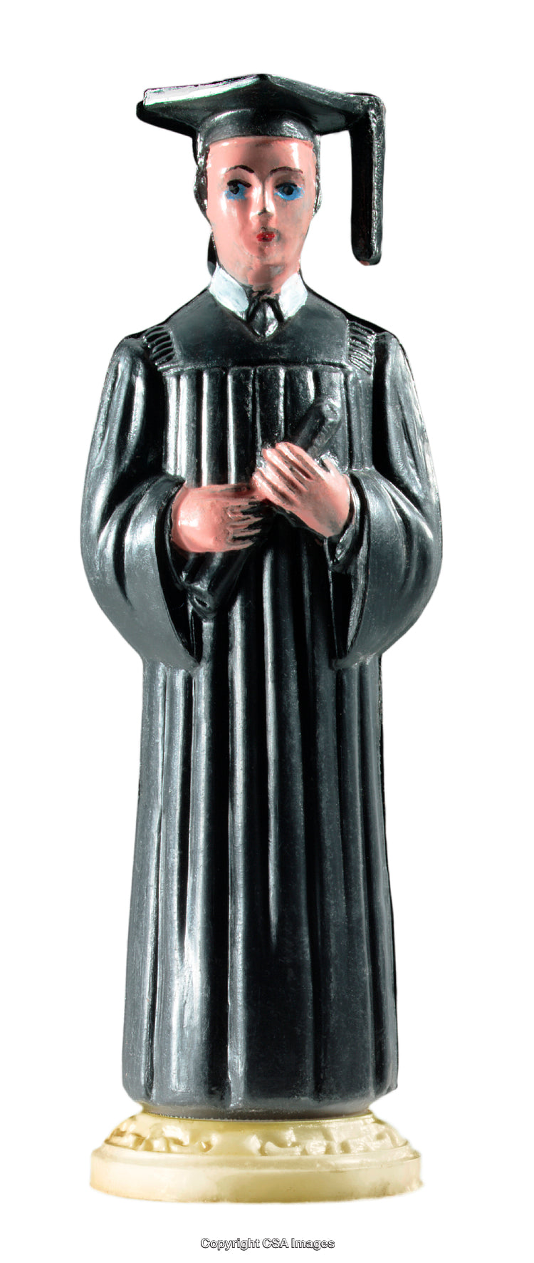 Plastic Toy Figurine of a Graduate with Cap and Diploma