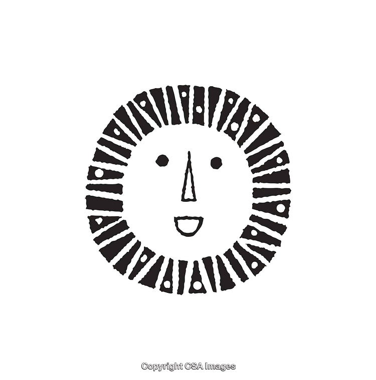 Abstract Black and White Illustration of Sun Emoji Face Design