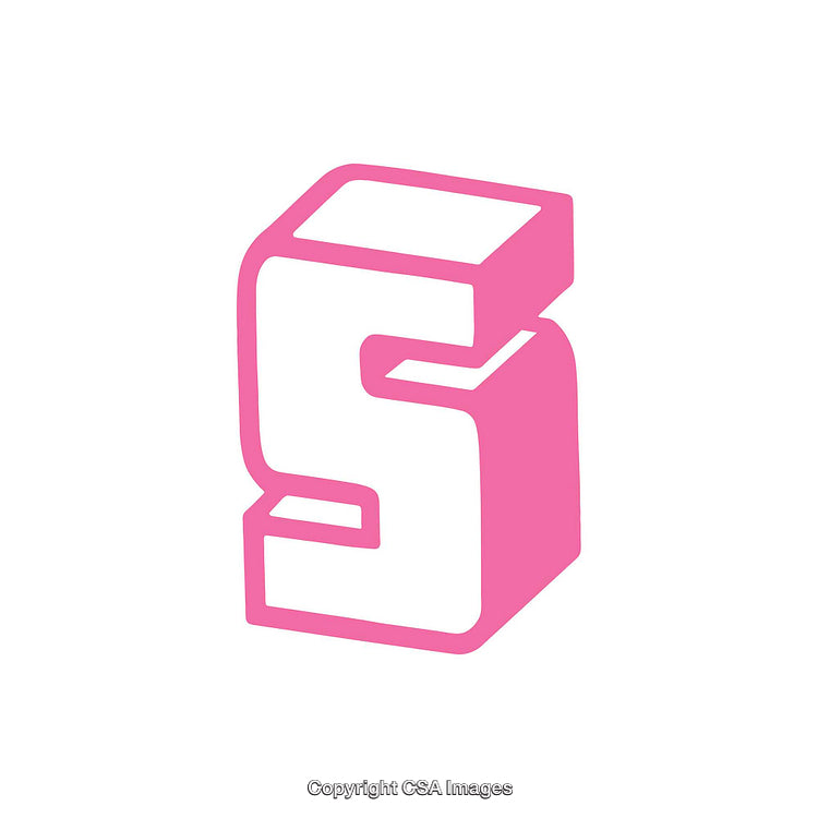 Bold Stylized Pink Letter S on White Background