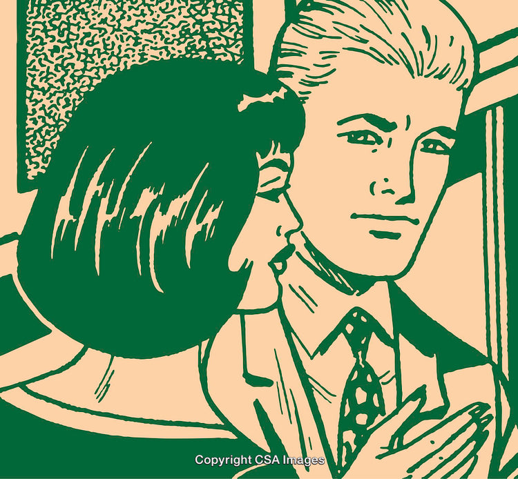 Stylized Pop Art Illustration Depicting a Couple Sharing an Intimate Moment
