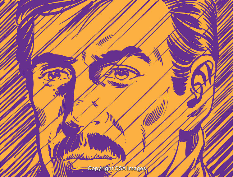 Colorful Illustrative Artwork of a Man's Face with Expressive Shades