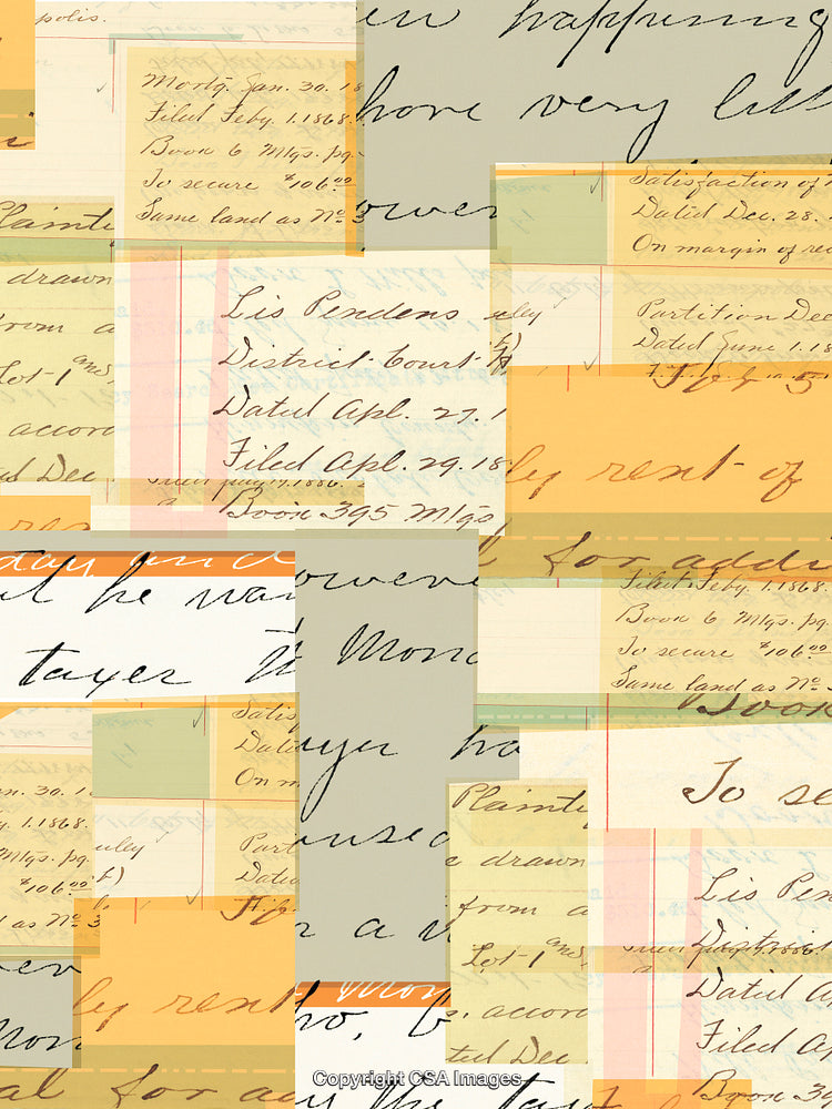 Vintage Collage with Handwritten Notes and Abstract Soft Colors