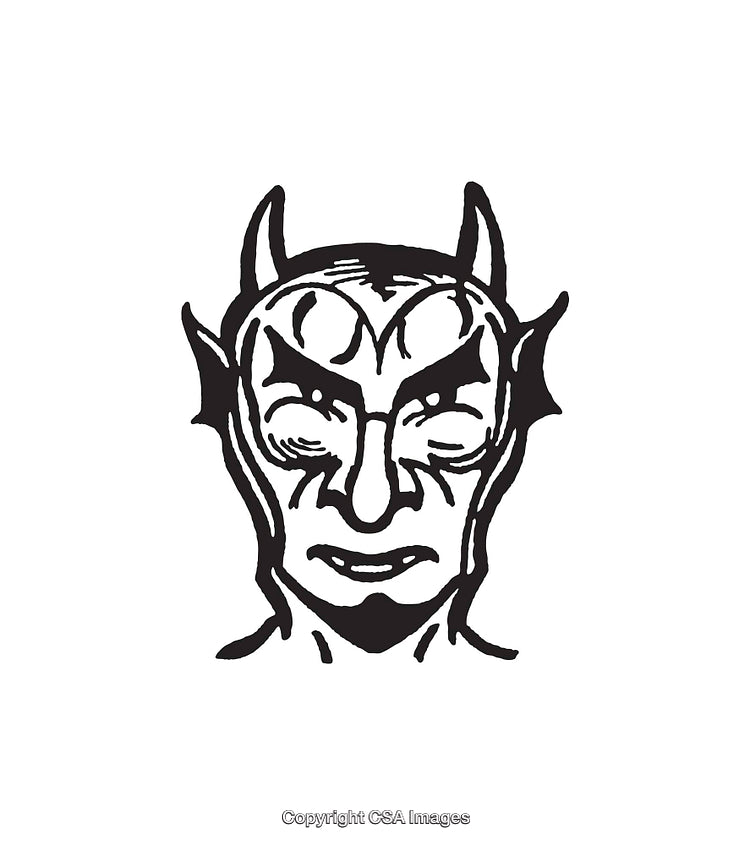 Black and White Line Art Drawing of an Abstract Face Illustration