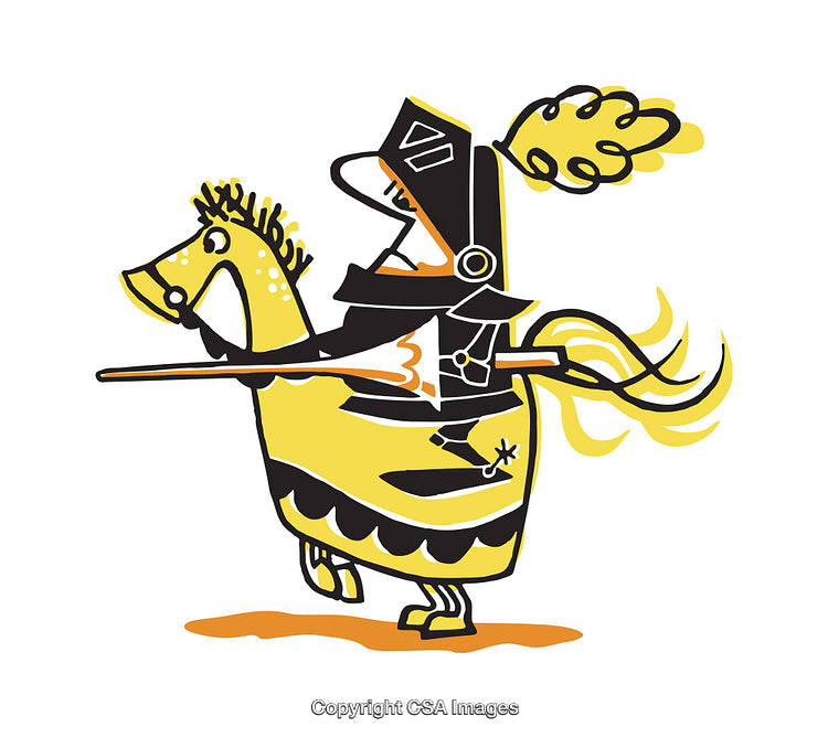 Whimsical Knight Illustration with Horse in Colorful and Playful Style
