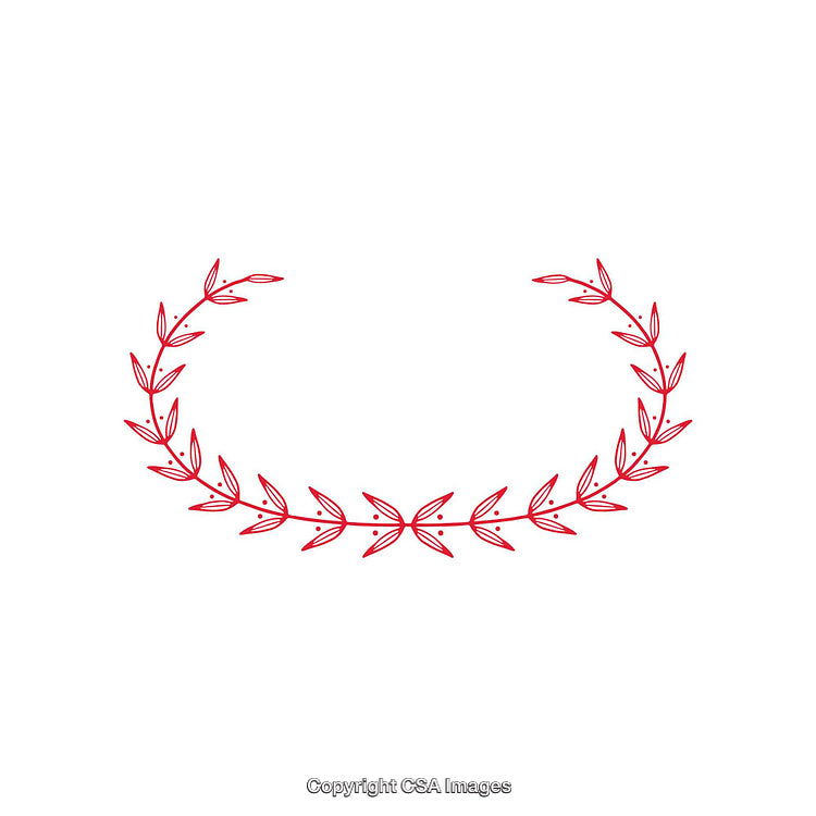 Minimal Red Laurel Wreath Illustration on White Background for Design Use