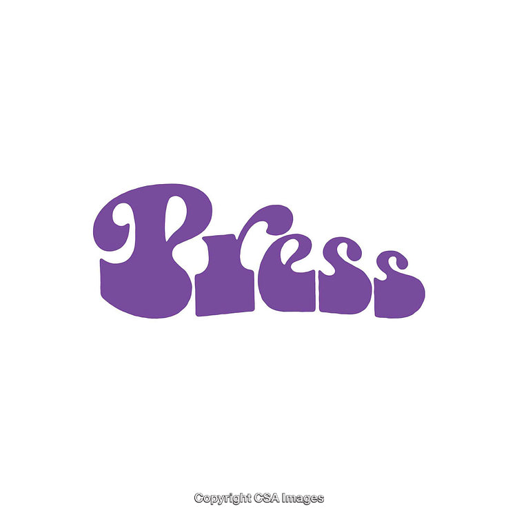Retro Purple Text Illustration Spelling Press in Playful Font Style
