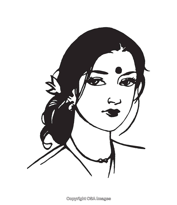 Elegant Black and White Line Art of a Woman's Face