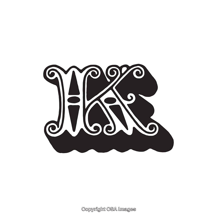 Decorative Letter K in Elegant Vintage Calligraphy Style with Shadows
