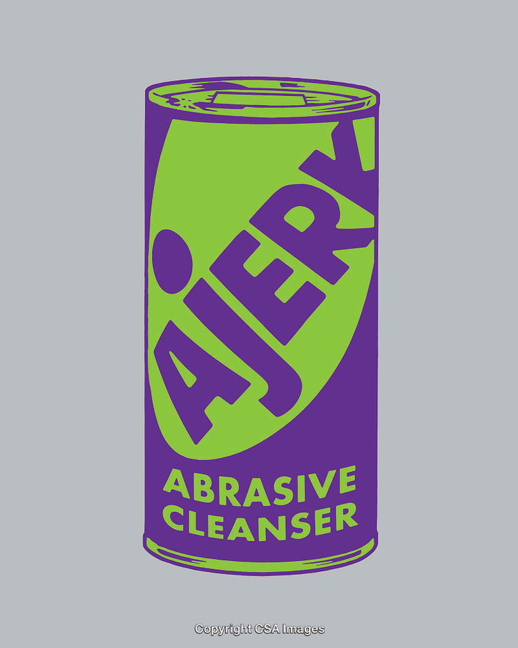 Brightly Colored Line Art Illustration of a Household Cleaning Product