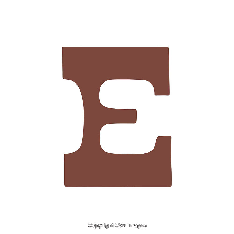 Stylized Brown Letter E Isolated on White Background