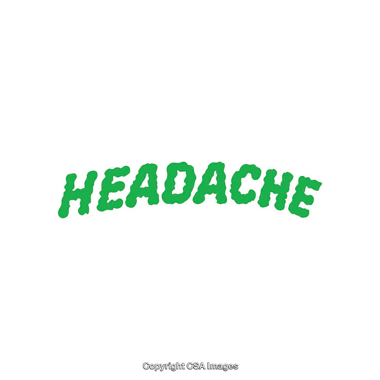 Green Bold Text Illustration Depicting the Word Headache on White Background