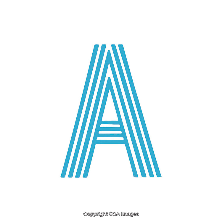 Stylized Blue Letter A Design Featuring Parallel Line Patterns