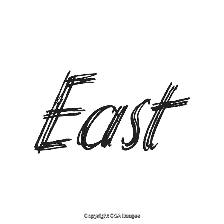 Handwritten Word 'East' in Bold Artistic Stroke Style