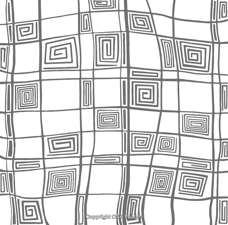 Abstract Geometric Pattern Featuring Curved Grids and Spiral Shapes