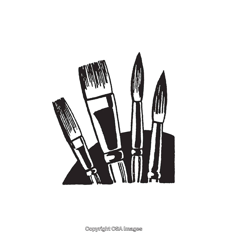 Set of Black and White Illustrated Artistic Paintbrushes