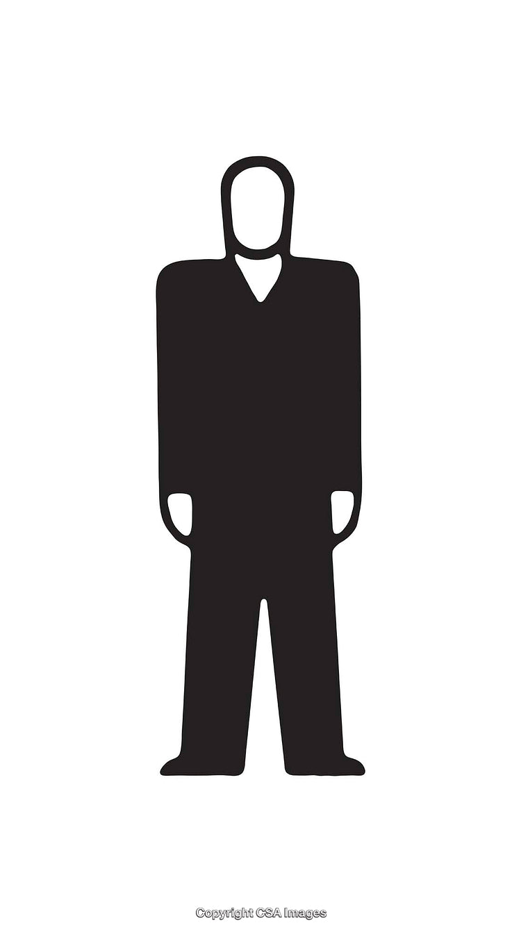 Simple Black and White Silhouette Icon of a Standing Person