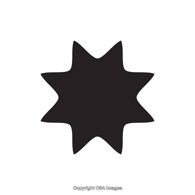 Abstract Black Symbol with Eight-Pointed Shape Design on White Background