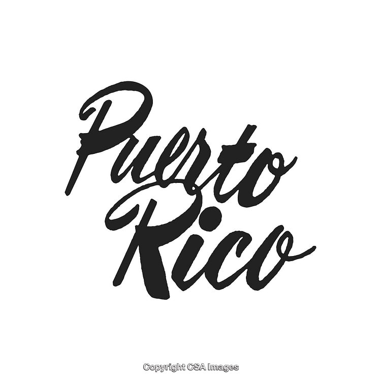 Elegant Black Calligraphy of 'Puerto Rico' on a White Background