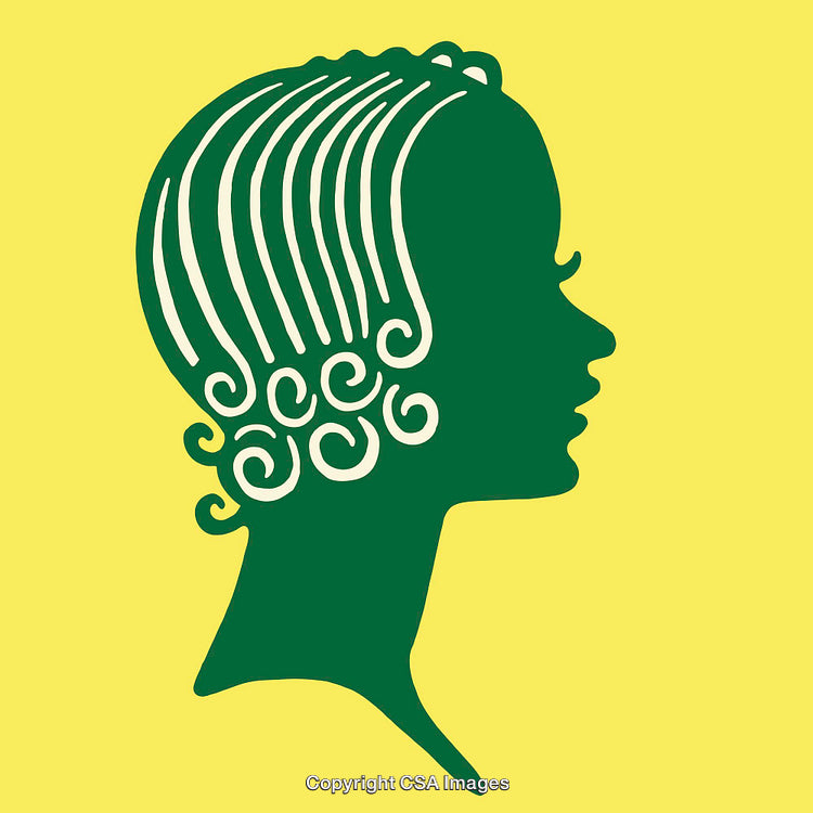 Silhouette Artwork of a Woman's Profile with Curled Hair