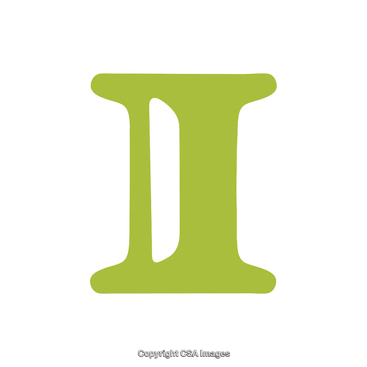 Green Stylized Letter I Isolated on White Background
