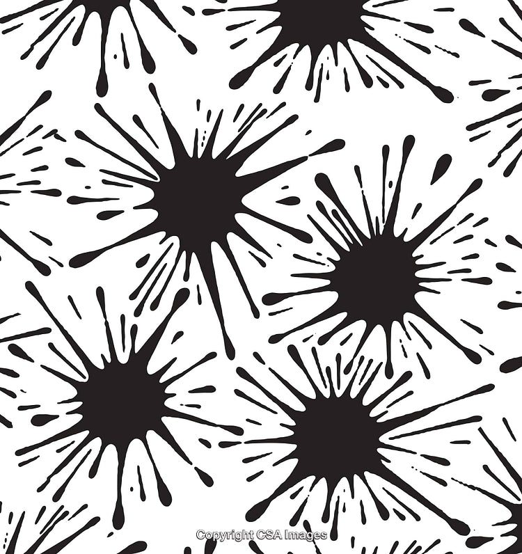 Black Ink Splatters Pattern on White Background for Creative Projects