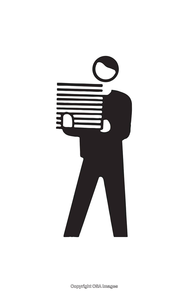 Minimalist Icon of Person Carrying Stack of Books