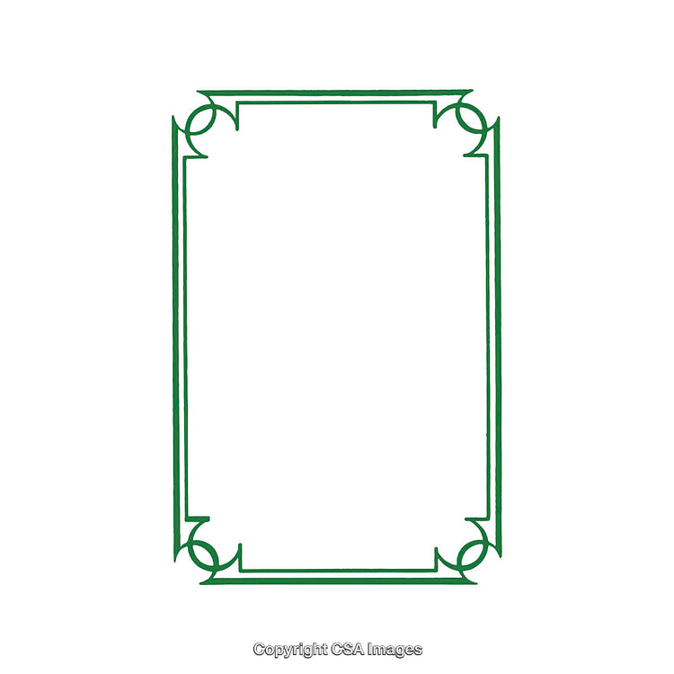 Green Ornate Decorative Frame with Minimalist Corners and Retro Style