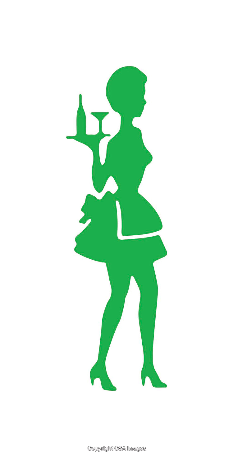 Silhouette of a Woman Holding a Serving Tray in Green Icon Design