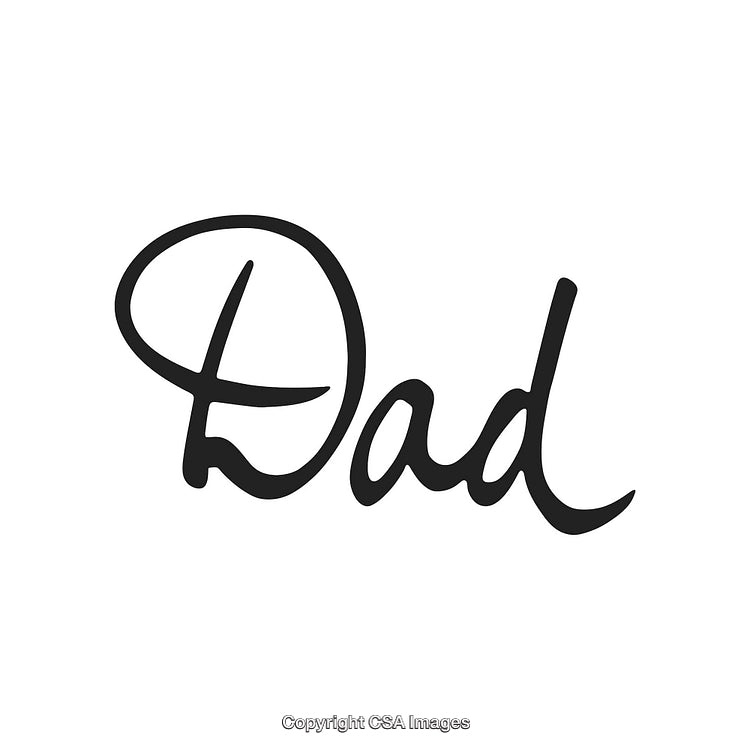 Dad in Black Handwritten Script on a Simple White Background