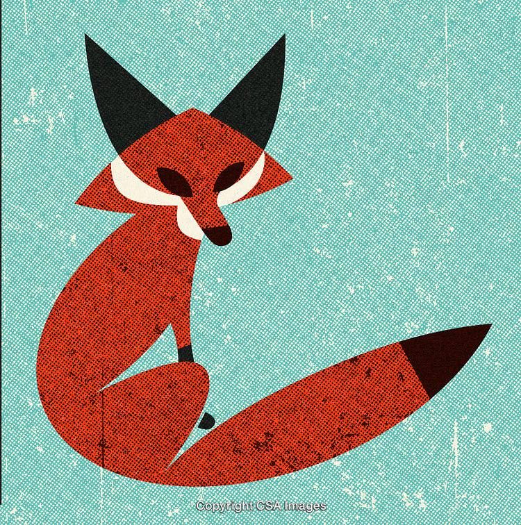 Stylized Artistic Illustration of a Fox in Vintage Texture Design