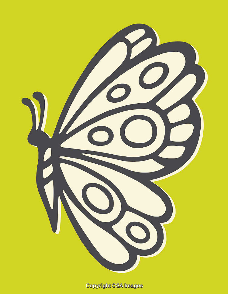 Colorful Line Art Illustration of a Butterfly on a Vibrant Background