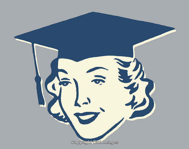 Retro Illustration of a Graduate in a Mortarboard Cap