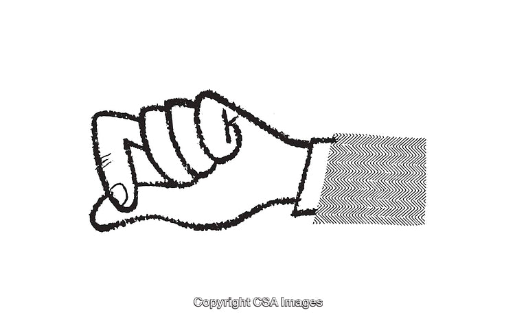 Black and White Line Art of a Hand Symbol Gesture