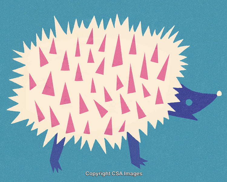 Abstract Illustration of a Hedgehog with Geometric Spikes on Blue Background