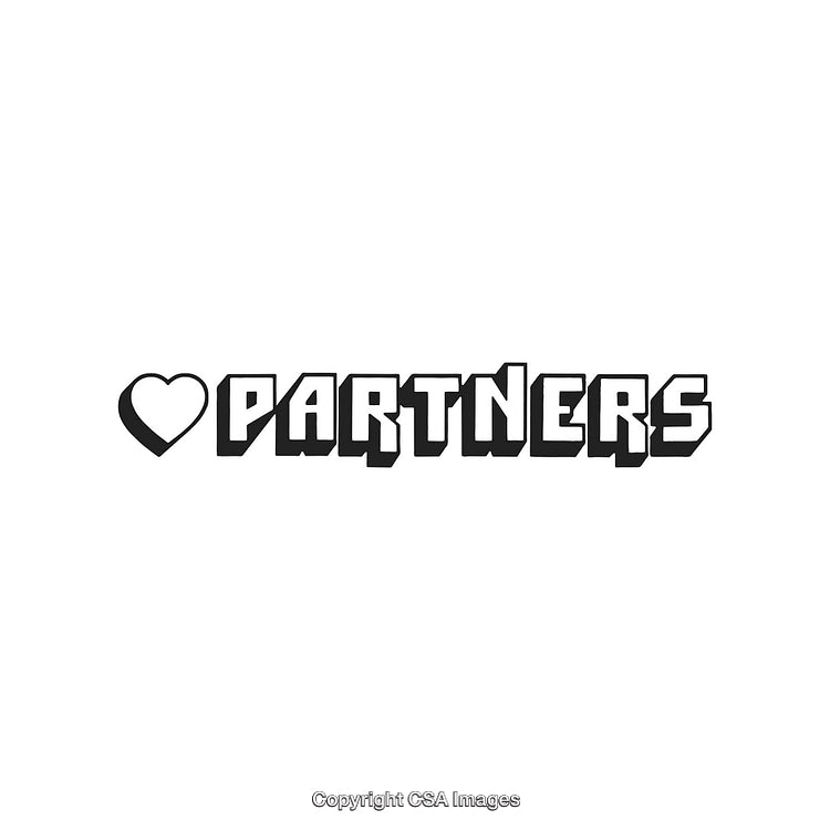 Heart and Partners Text Graphic with Bold Design Elements