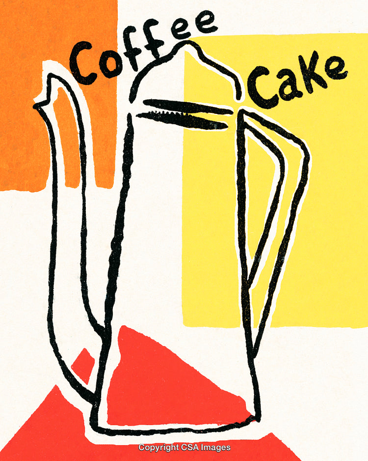Abstract Illustration of a Coffee Pot With Bold Typography Elements
