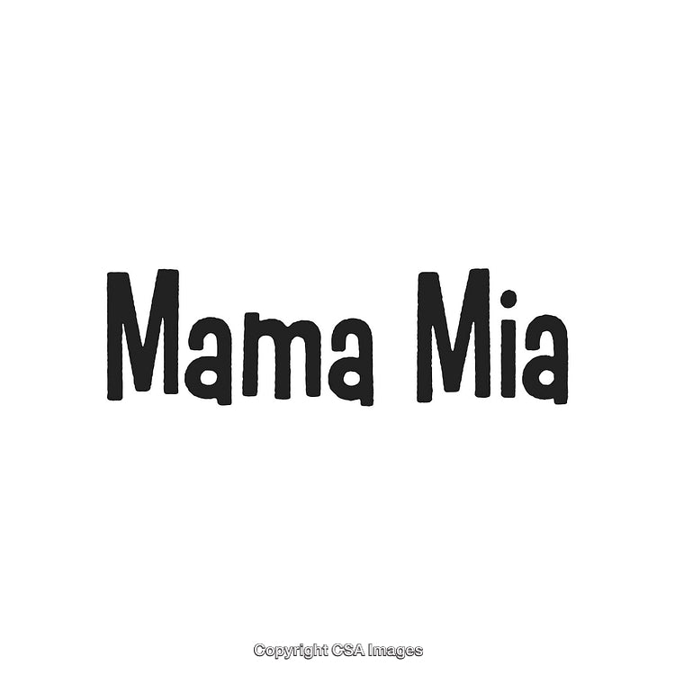 Playful Bold Text of Mama Mia on a Clean White Background