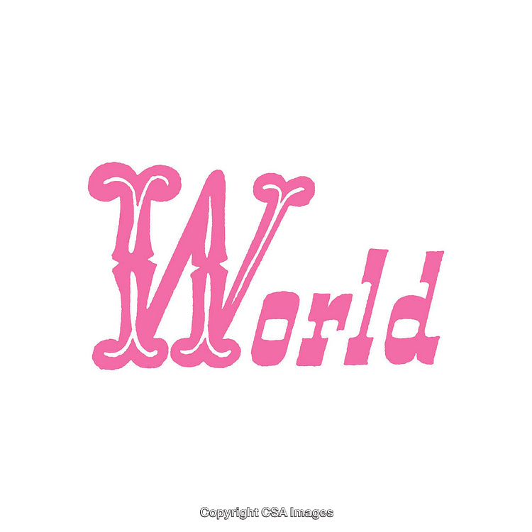 Elegant Pink Typography Featuring the Word 'World' with Artistic Lettering Style