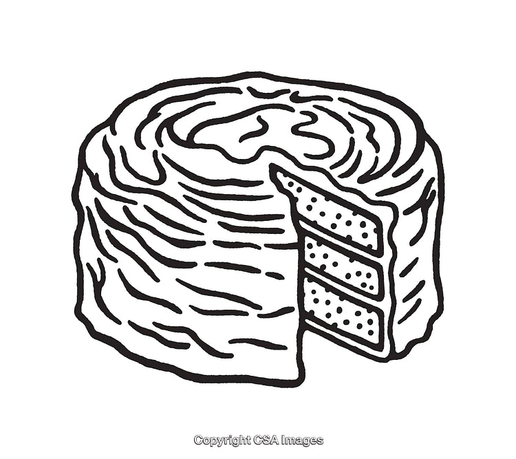Black and White Line Art of a Layered Cake Illustration