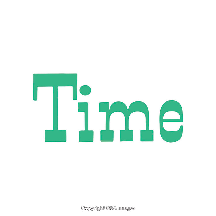 Minimalistic Text Artwork Featuring the Word 'Time' in Green on White
