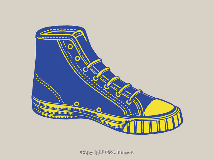 Blue And Yellow High-Top Sneaker Illustration with Bold Design