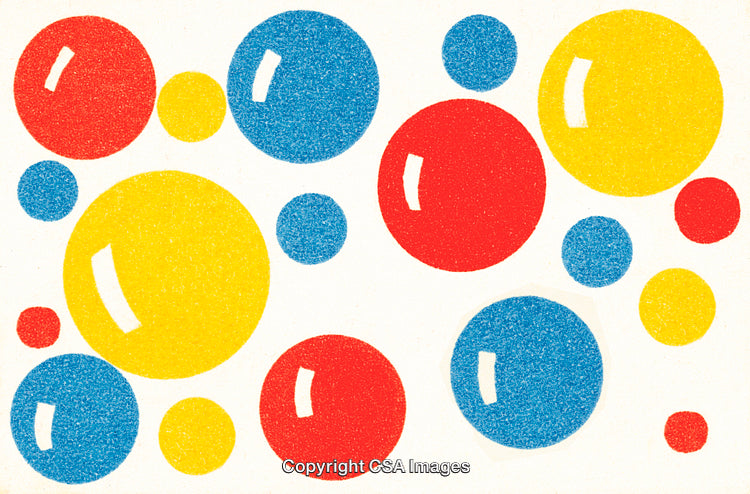 Colorful Illustration of Overlapping Red, Yellow, and Blue Circular Shapes