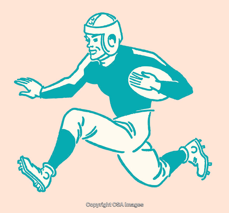 Retro Style Illustration of a Football Player Running with Momentum