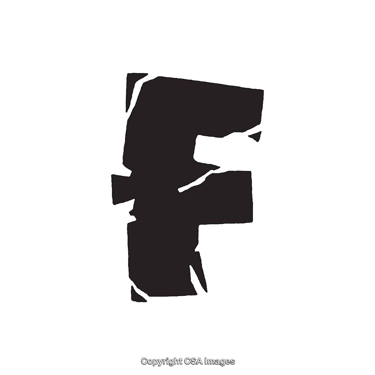 Abstract Bold Letter F Design in Black on White Background