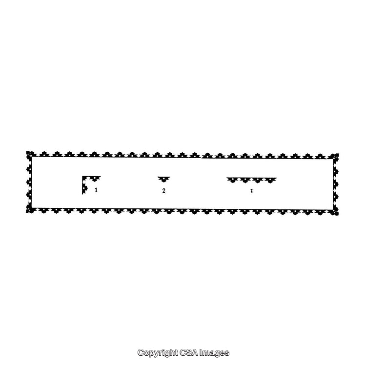 Black and White Decorative Borders with Unique Patterns and Three Sections Labeled
