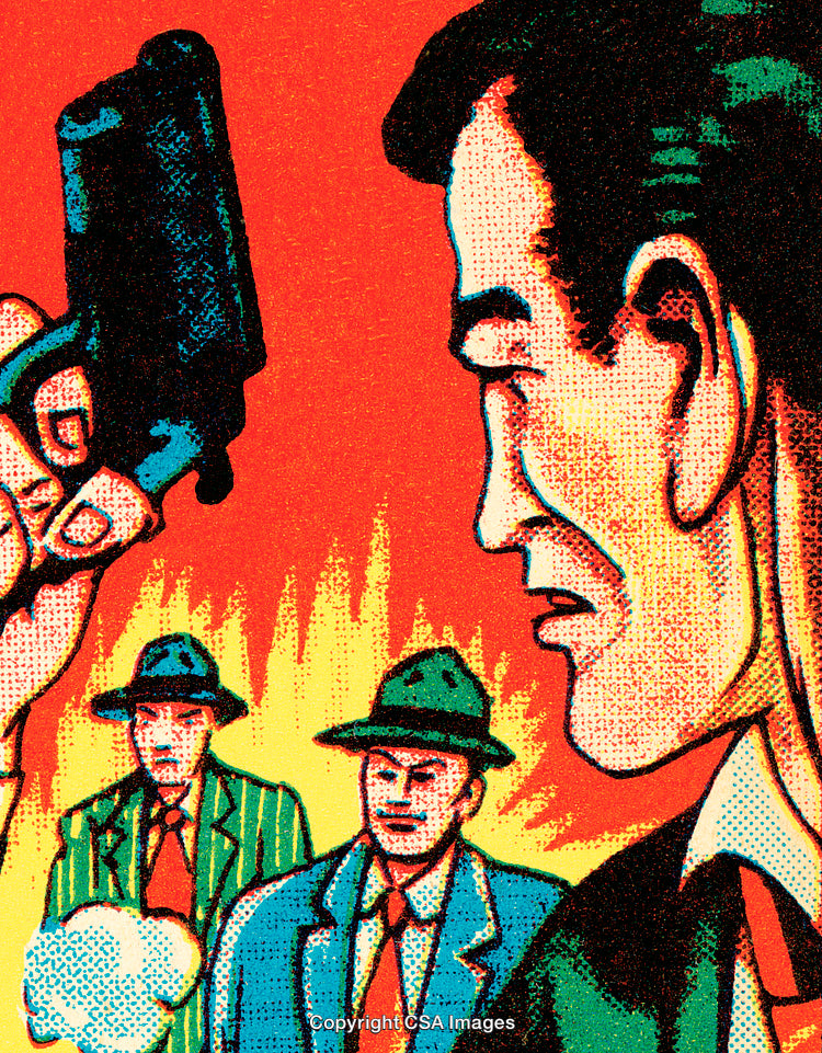 Retro-Style Comic Depicting a Suspenseful Scene with a Vintage Art Style