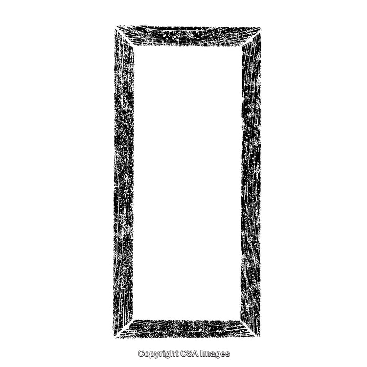 Grungy Black and White Textured Frame Design on White Background