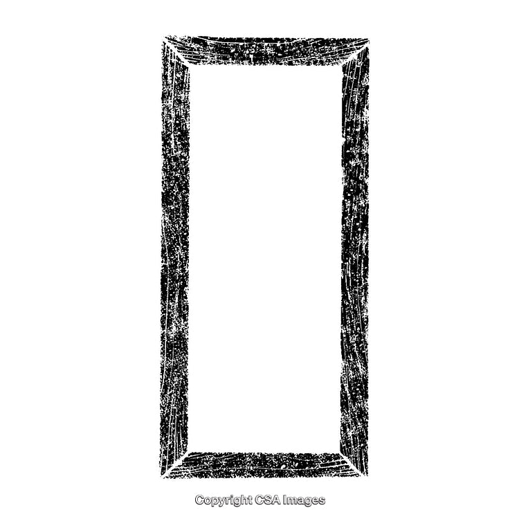 Grungy Black and White Textured Frame Design on White Background