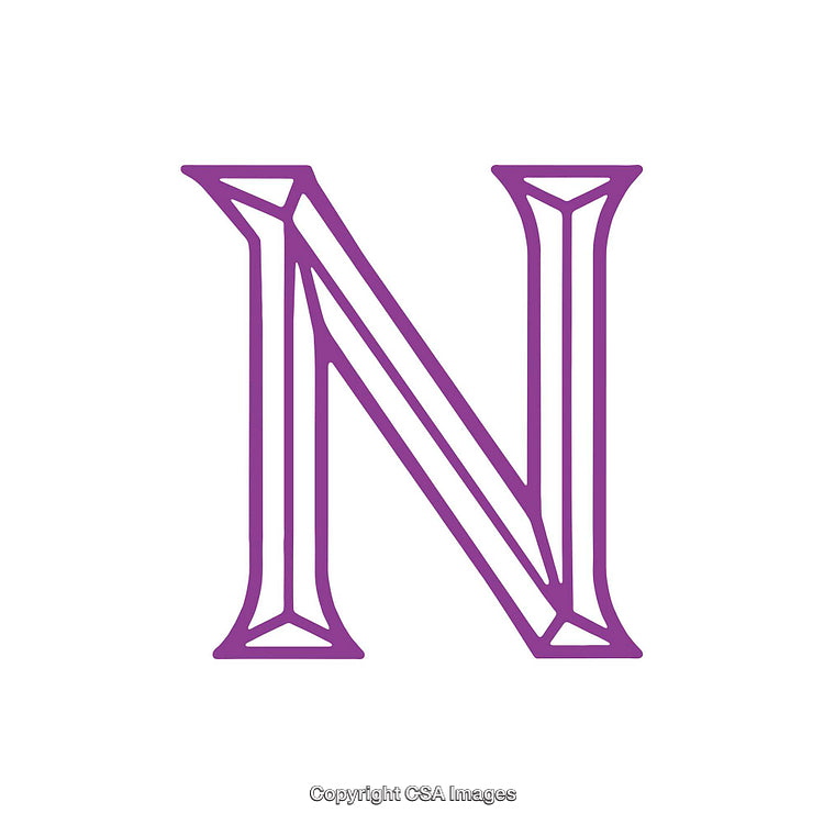 Purple Geometric Letter N Monogram Design on White Background