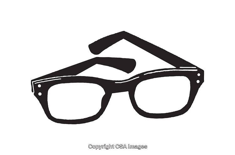 Black and White Line Art Illustration of Classic Eyeglasses